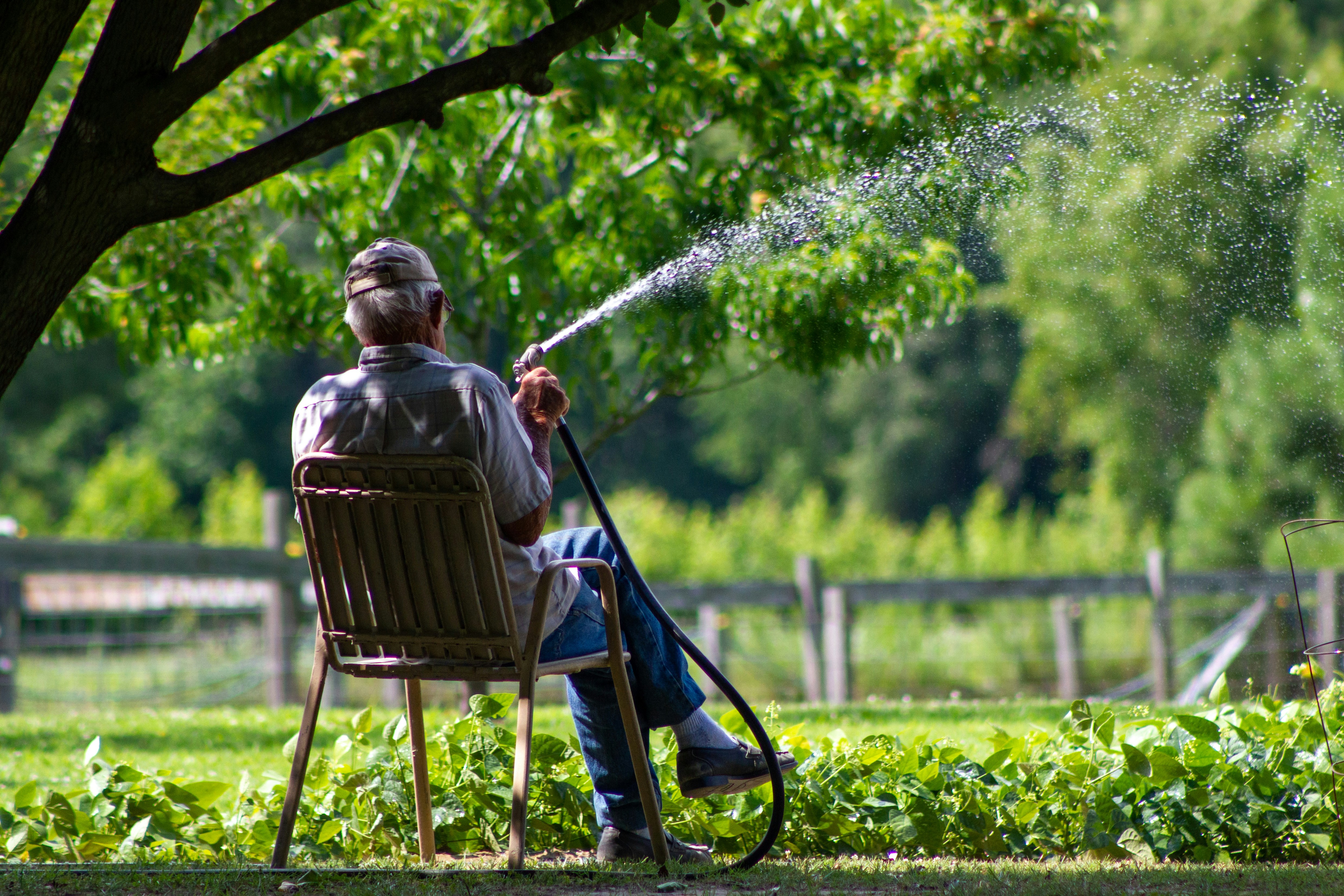 Gärtner bei der Gartenarbeit